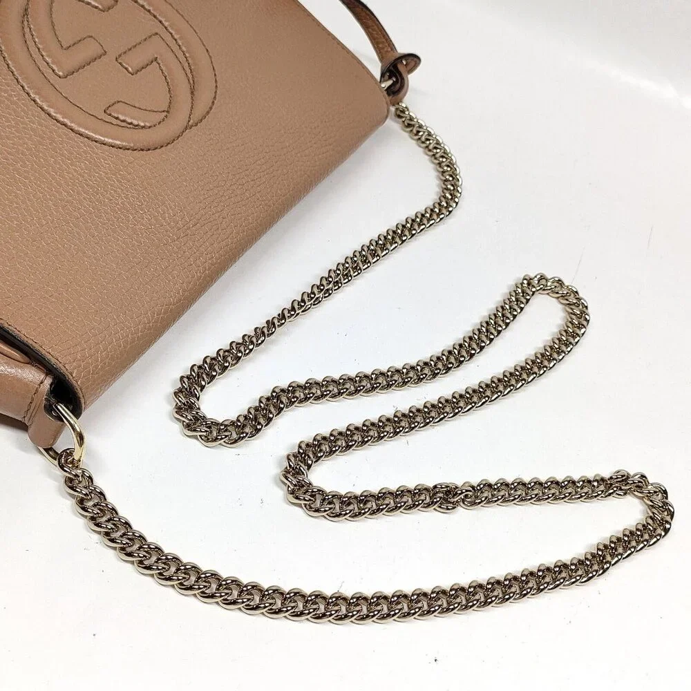 ❌SOLD❌ Authentic Gucci Medium Soho Pebbled Clafskin Leather Long Flap Crossbody - Picture 7 of 17